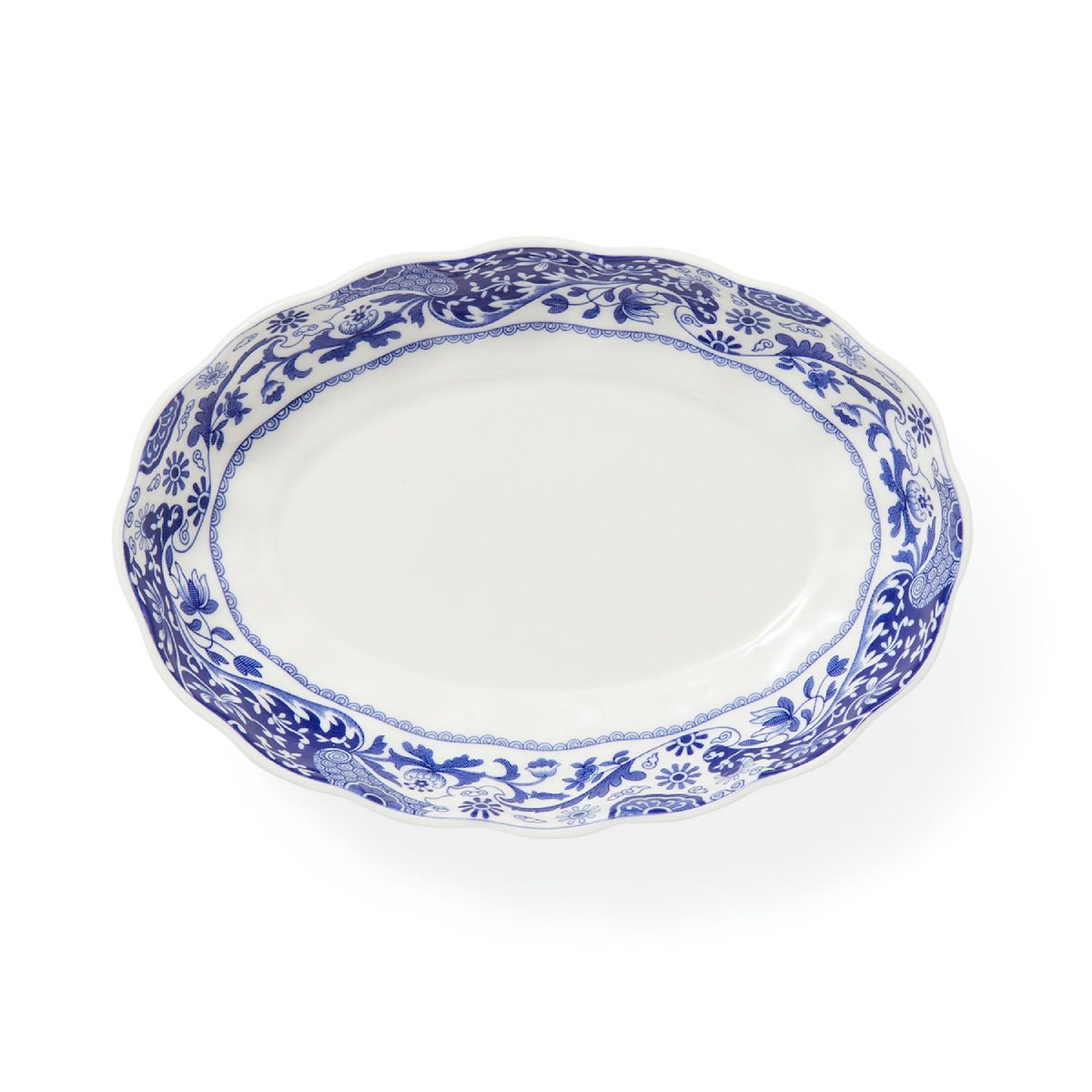Blue Italian Brocato Oval Fluted Dish  image number null